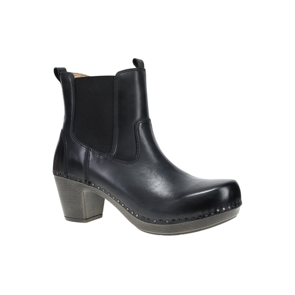 556. Women's Dansko Shayna Chelsea Boots Size 6 1/2 (37) Black Burnished Calf